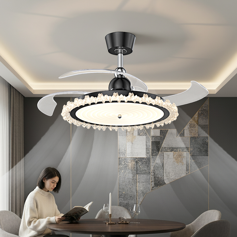 隐形风扇灯餐厅吊扇灯高级感轻奢现代简约主卧房间灯卧室风扇吊灯