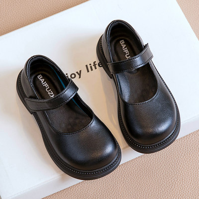 女童皮鞋真皮软底黑色表演公主鞋