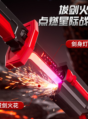2025新款火旋剑双刃火花炫旋转伸缩激光剑发光儿童玩具刀宝剑男孩