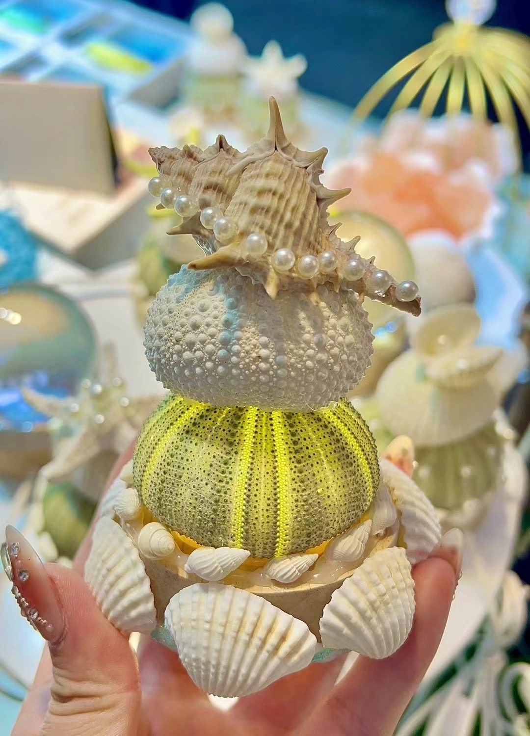 海南三亚威海特色伴手礼原创手作天然海胆海螺珍珠贝壳氛围灯礼物