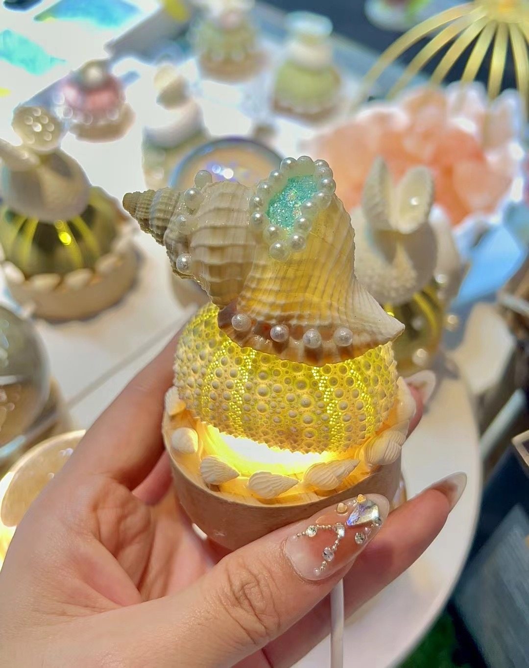 海南三亚威海特色伴手礼原创手作天然海胆海螺珍珠贝壳氛围灯礼物