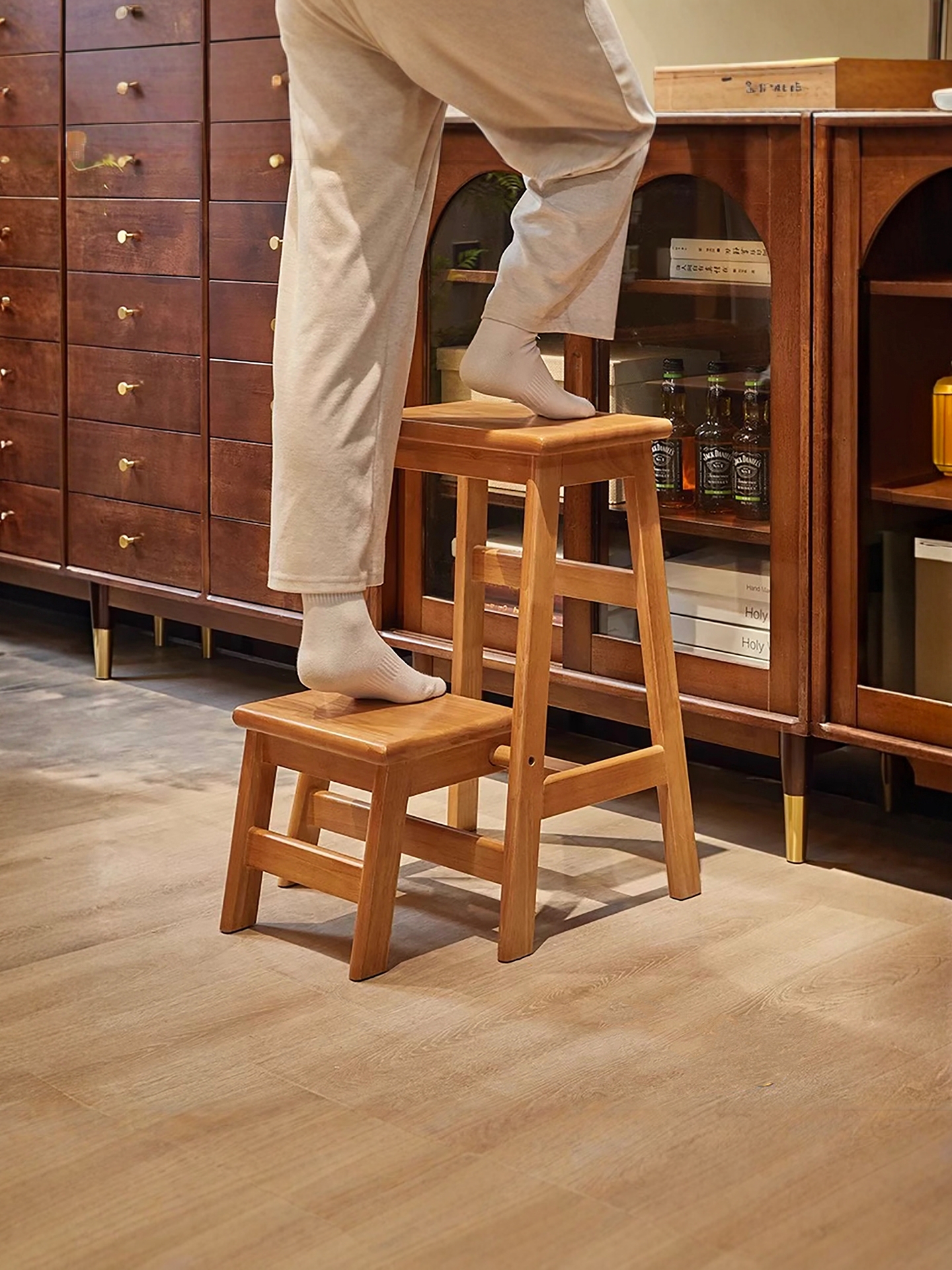 家用梯凳两用实木加厚折叠梯子凳子登高凳人字楼梯小步梯台阶爬梯