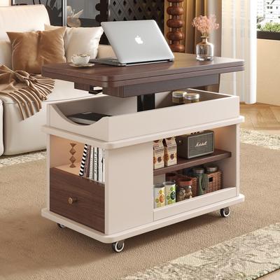 升降茶几餐桌两用可移动边几小推车小户型茶几桌客厅家用折叠茶桌