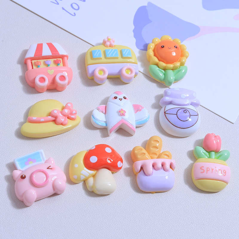 卡通开心秋游童趣手工diy奶油胶手机壳材料发夹头饰树脂配件