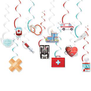 NURSE救护车旋涡吊饰 饰螺旋挂饰CONGRATS 医护毕业季 主题派对装