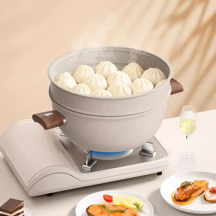 新款麦饭石汤锅家用炖锅不粘锅双耳炖煮锅厨房炉灶通用蒸锅