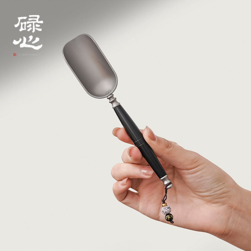 碌心 六字真言钛茶勺茶匙 家用茶叶罐轻巧取茶勺茶铲轻奢茶道配件