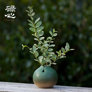 家用办公书房客厅桌面摆件花艺迷你花插 碌心 中式 复古旗袍款 花器