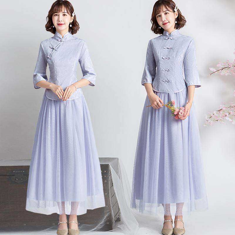 2020新款秋冬复古中式大码伴娘服仙气质中国风姐妹团平时可穿礼服在类目 女装/女士精品, 婚纱/旗袍/礼服, 礼服/晚装中 - 来自Buy2taobao.com提供专业的淘宝代购服务