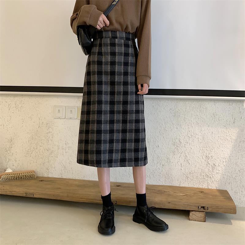 长裙女半身裙冬天配毛衣秋2019新款高腰中长款复古毛呢格子a字裙|ruв категории Женская одежда, юбка - от Buy2taobao.com для оказания профессиональной услуги покупки агента Taobao