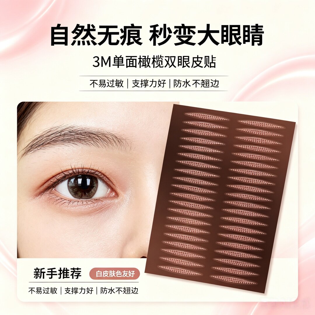 800贴 3M材质夜用定型双眼皮大眼睛女孩双眼皮贴橄榄形透明美目贴