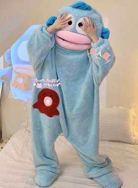 新品加厚款中长双面珊瑚绒秋冬季睡袍女家居服睡衣外套可外穿带帽