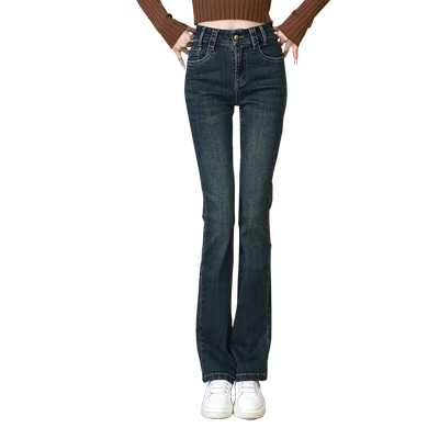 九分微喇牛仔裤女冬季加绒加厚