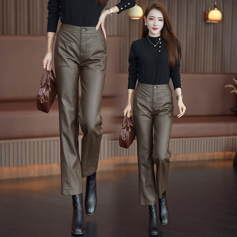 秋冬咖色PU蛋白直筒皮裤女冬2025新款显瘦小个子阔腿休闲裤子冬季,女装/女士精品,休闲裤,淘宝优惠券,粉丝福利购,淘宝优惠卷