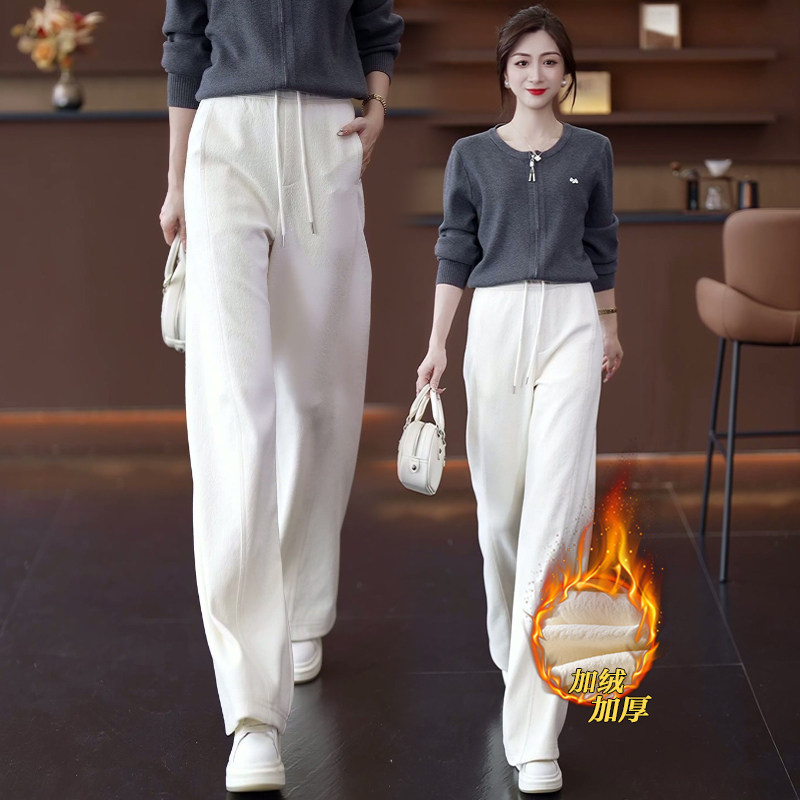 羊毛呢阔腿裤女冬季加绒2025新款