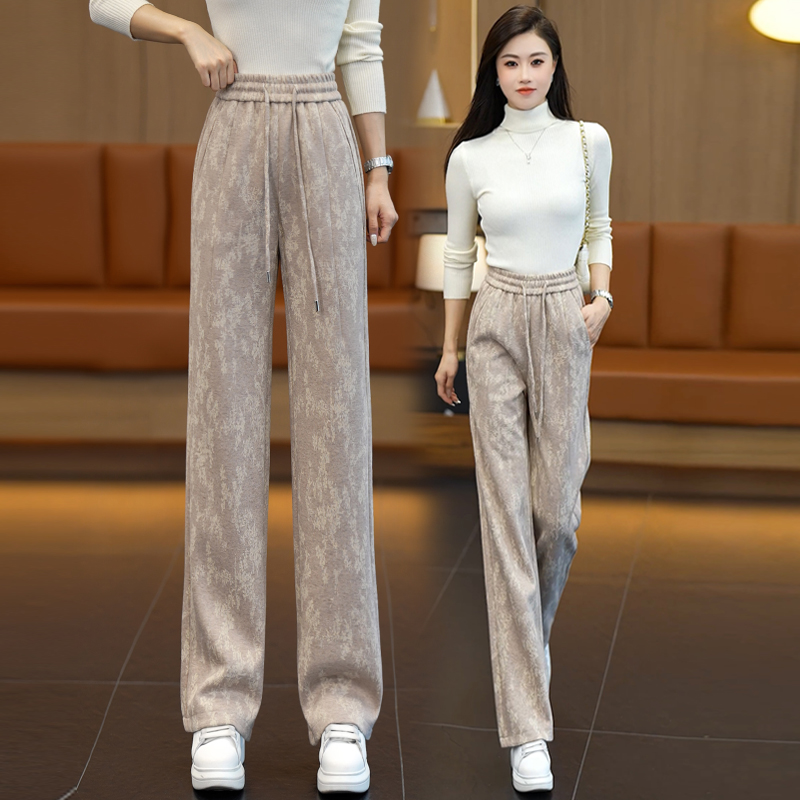 羊毛呢阔腿裤女秋冬加厚2025新款