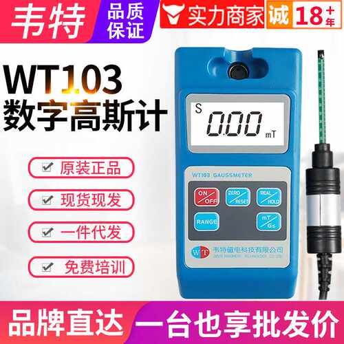 韦特高斯计WT103/105/108高精度特斯拉计20000GS永磁铁表面磁场测