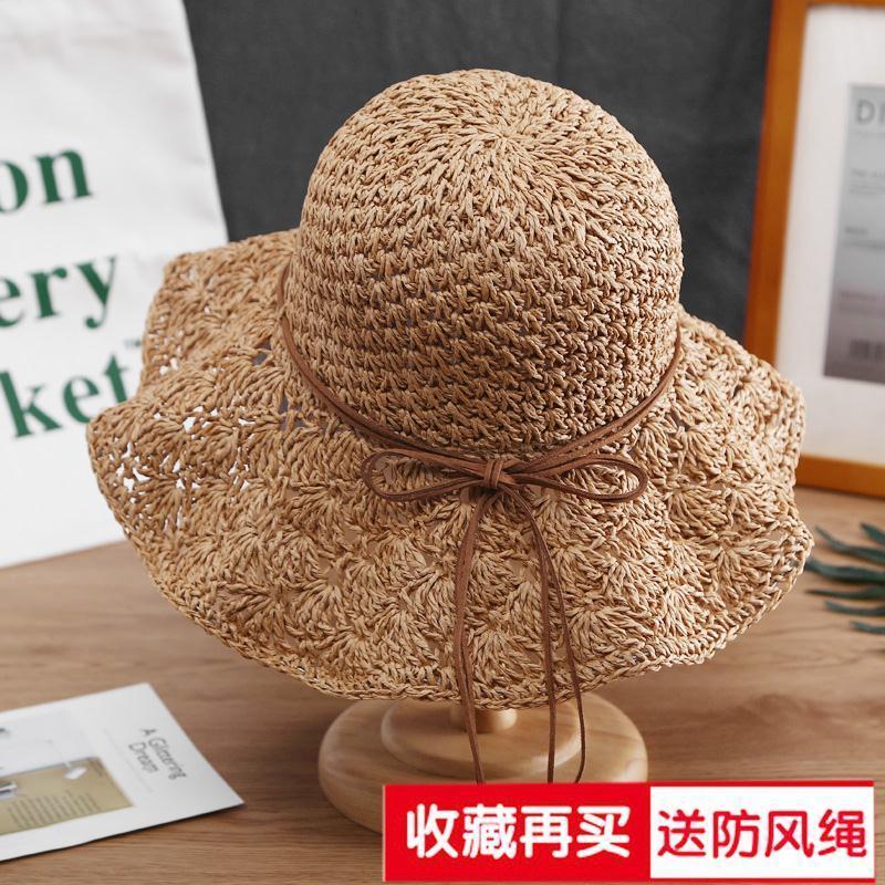 帽子女夏季遮阳帽大檐太阳帽韩遮脸帽沙滩帽蝴蝶结草帽凉帽潮