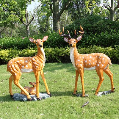 玻璃钢仿真动物梅花鹿雕塑户外园林小区地产草坪绿化摆件景观小品