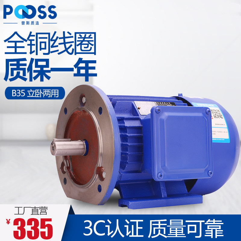 普斯ye3三相异步电动机380v马达交流铜芯微型全新立卧两用b35江苏