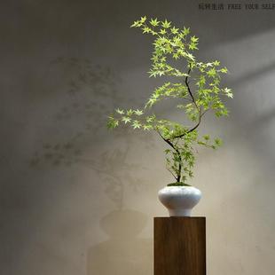 流泉枫仿真绿植轻奢新中式禅意茶室玄关小型盆栽摆件