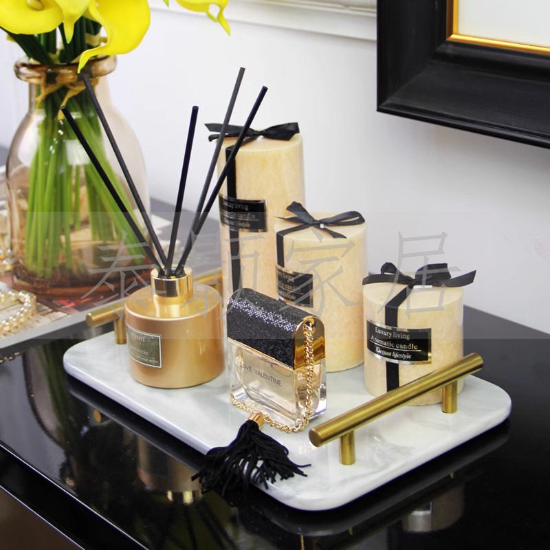样板房瓷砖卫浴店卫生间洗手台浴室柜花艺托盘香薰香水蜡烛小摆件