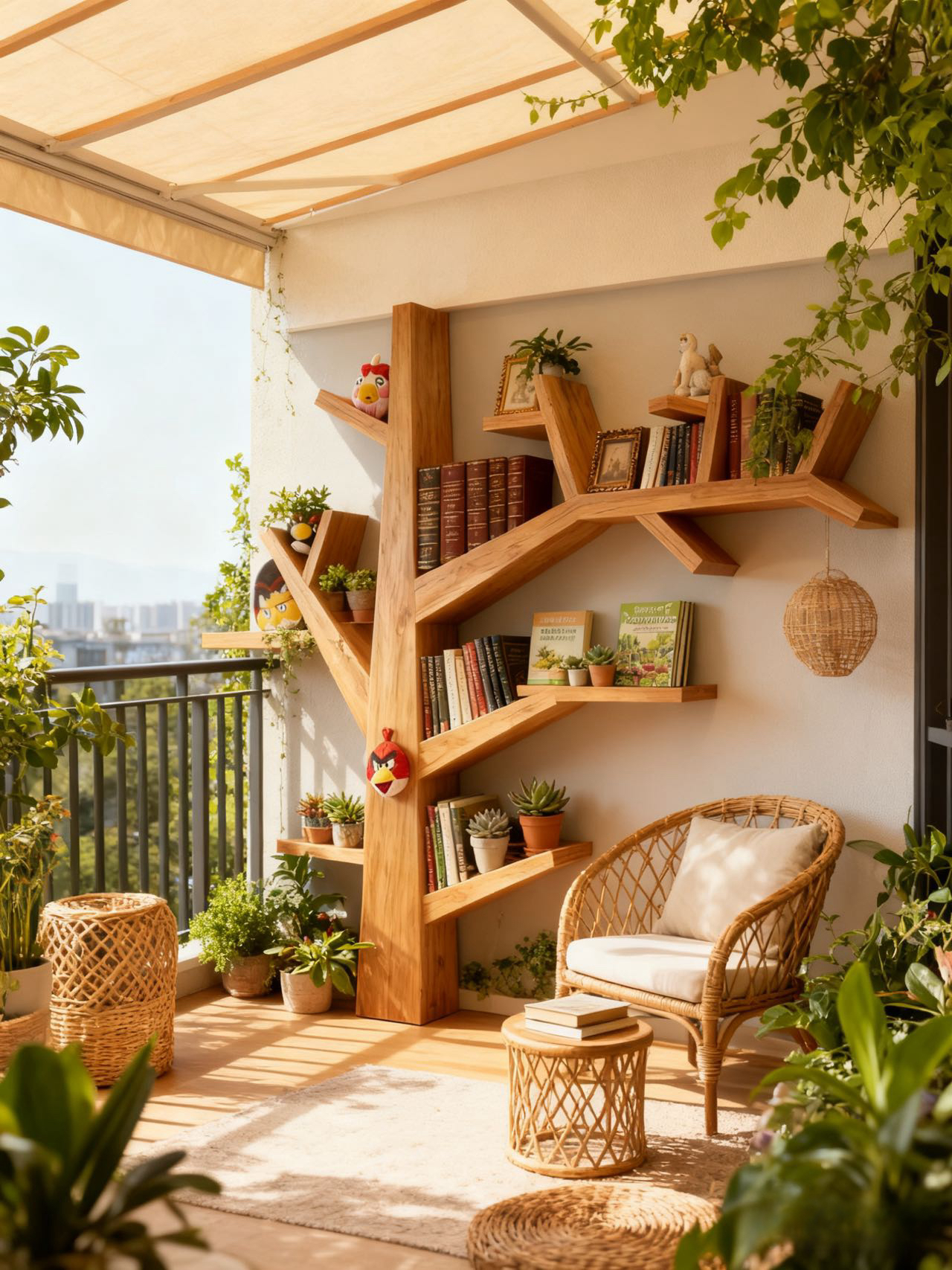 北欧实木树形书架创意客厅落地置物架家用简易书架储物架壁挂