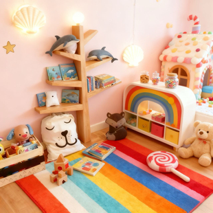 实木树形书架装饰置物架儿童树杈墙上壁挂隔板创意书柜落地展示架