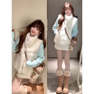 NOME（服饰）女士秋冬季新款高腰修身显瘦加厚羊羔毛a字包臀短裙