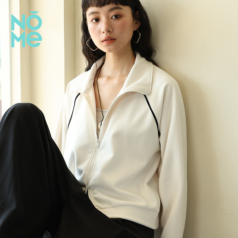 NOME（服饰）秋冬纯色拉链卫衣女外搭美式开衫上衣百搭棒球服外套
