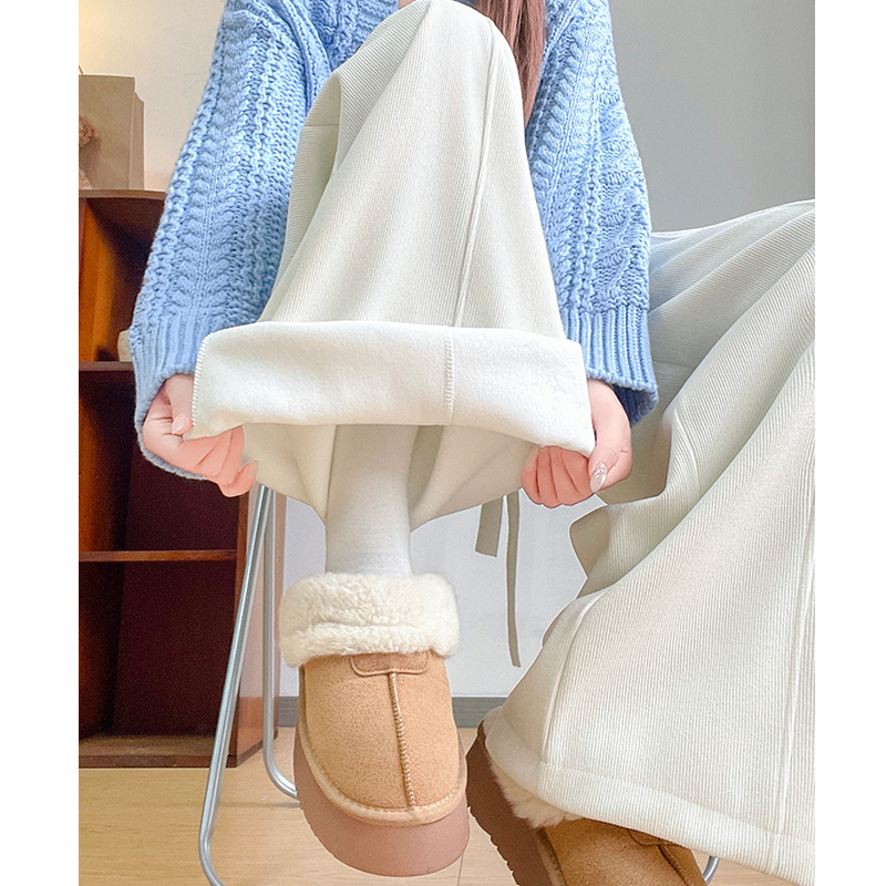 抽绳松紧腰阔腿裤女2025秋冬