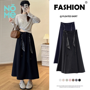 裙女高腰显瘦伞裙设计感中长款 黑灰色西装 a字半身裙 服饰 NOME