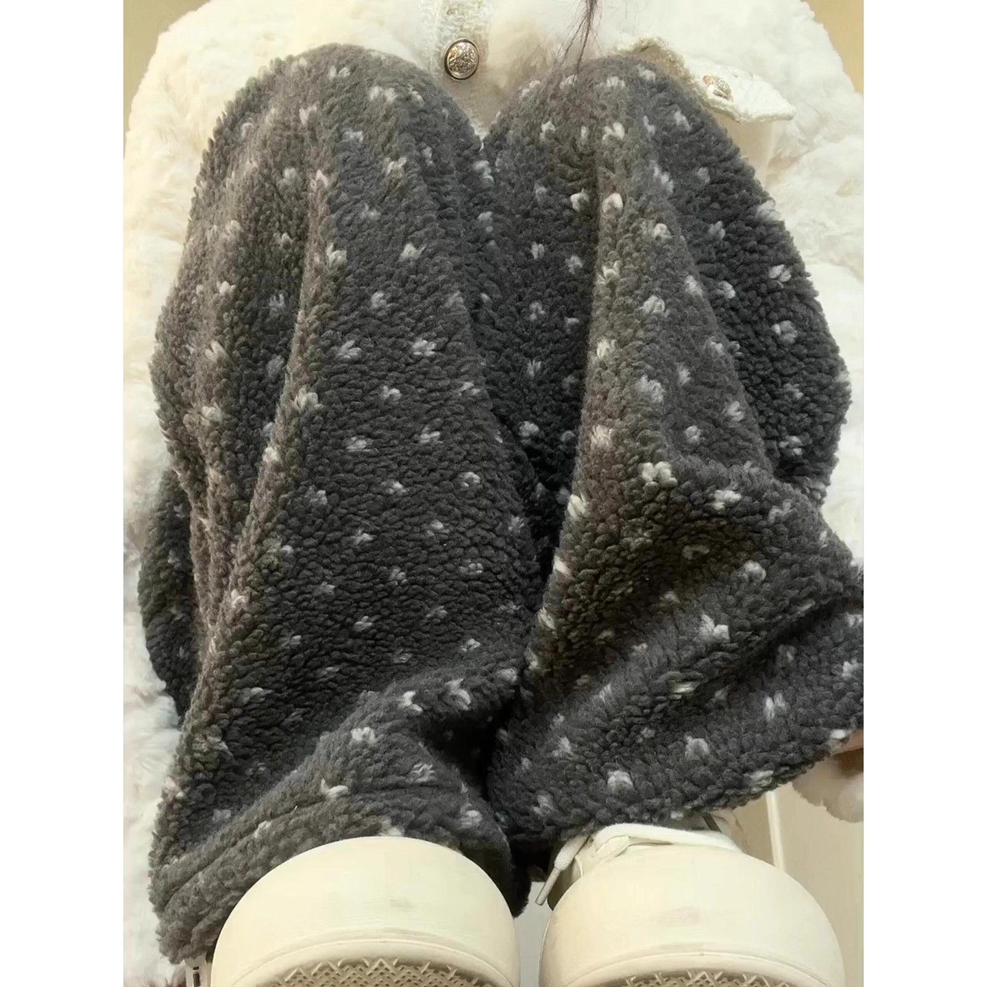 波点针织糯米裤女2025新款高腰显