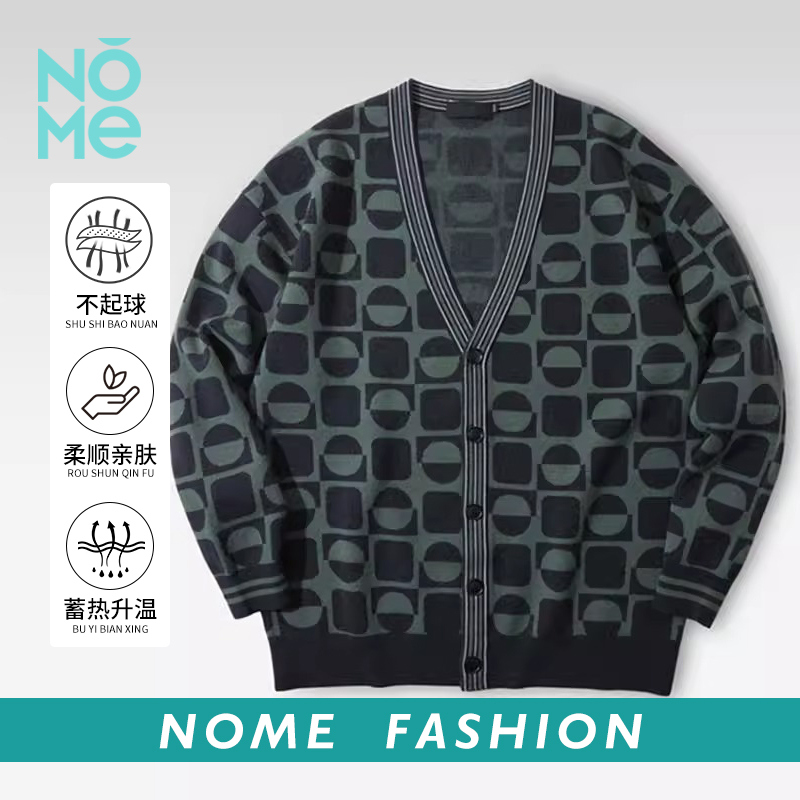 NOME(服饰)2024年秋季男新款撞色元素三国系列长袖针织开衫外套