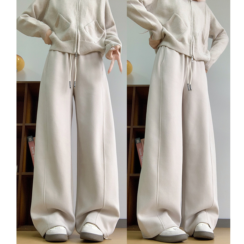 白色阔腿裤女加绒垂感高级感拖地