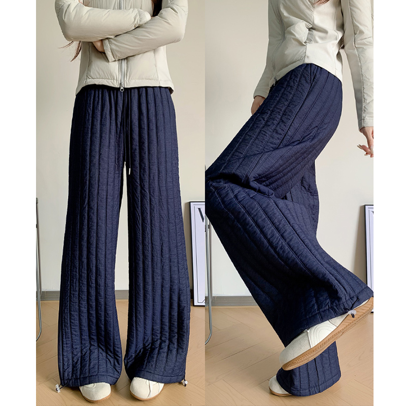 黑色慵懒风针织阔腿裤2025女秋冬