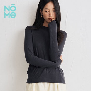 纯色百搭长袖 NOME 圆领保暖针织衫 天丝羊毛醋酸打底衫 上衣 服饰