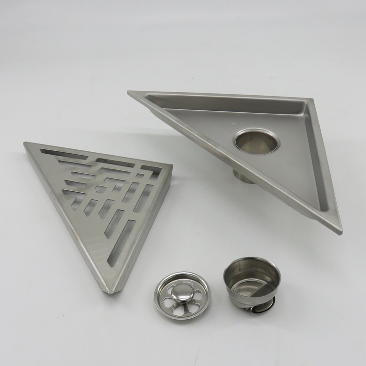 304不锈钢40管转角防臭地漏淋浴房卫生间墙角三角形侧排地漏