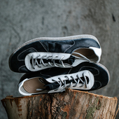 周莹周莹牛皮复古做旧阿甘鞋 透气休闲鞋 脏脏鞋 泥染做旧黑色德训鞋