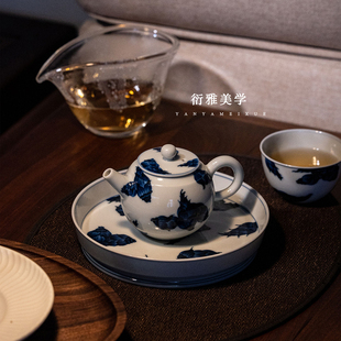 小雅家丨洪印景德镇手绘仿明青花瓷萌竹高颜值茶壶杯盘釉下彩茶具