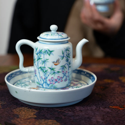 卓君斗彩爆款竹雀茶器合集