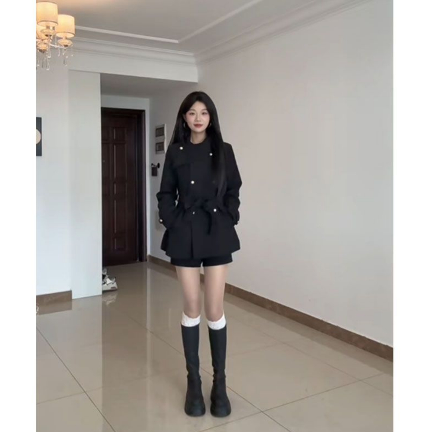 美式辣妹夹克外套高腰显瘦短裤