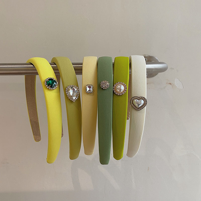 韩版新款绿色简约高颅顶发箍镶钻爱心海绵头箍细边洗脸发卡头饰女