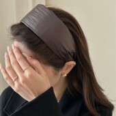 复古皮质宽边发箍女高级感韩系洗脸头箍高颅顶日常百搭压发卡头饰