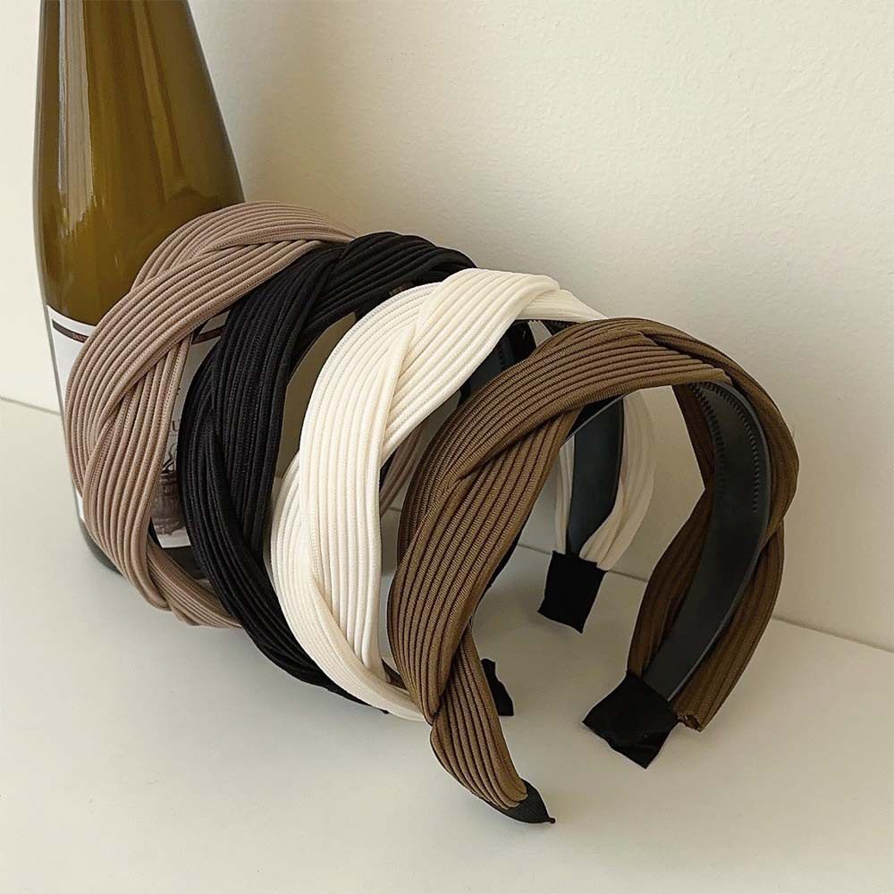 韩国新款简约复古针织麻花宽边发箍优雅淑女森系压发布艺头箍发卡