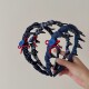 韩系 藏蓝系波点布艺波浪发箍带齿梳防滑高颅顶头箍外戴发卡