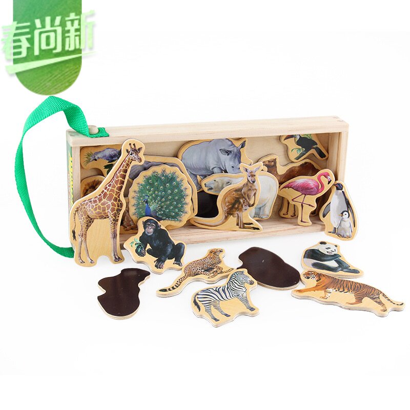 新动物木制磁性贴儿童木质字母卡通冰箱贴木盒装拼图益智玩具拼拼|ruв категории игрушка/коляска/головоломка/блоки/модель, бусы/головоломка/в паре/демонтаж/бить игрушки, головоломка/деревоплита - от Buy2taobao.com для оказания профессиональной услуги покупки агента Taobao