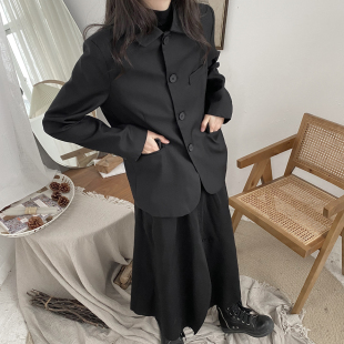 隐觅 秋季山本风yoji小众设计师款暗黑日系修身复古小西装外套