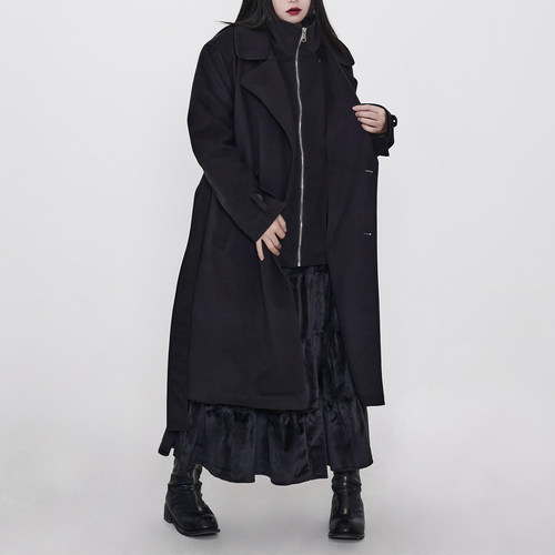 假两件双面尼风衣大衣外套