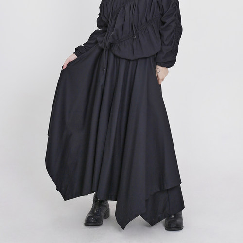 松紧腰暗黑系九分裙裤